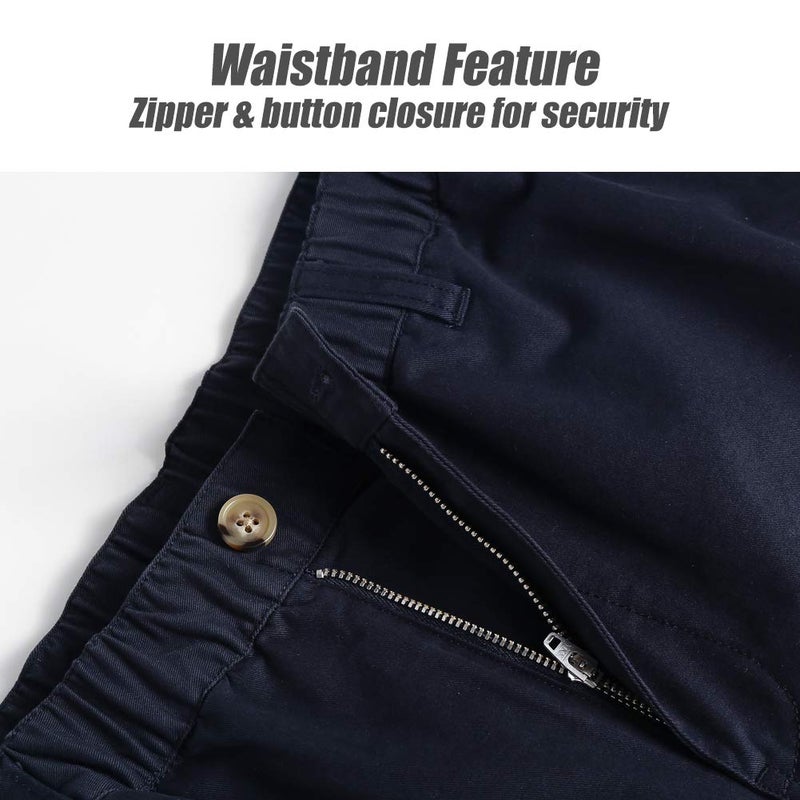 maamgic Men's Classic-fit 5.5" Cotton Casual Shorts Elastic Waistband with Multi-Pocket Daily Wear Walking Summer Outfit Navy 32 - Image 4